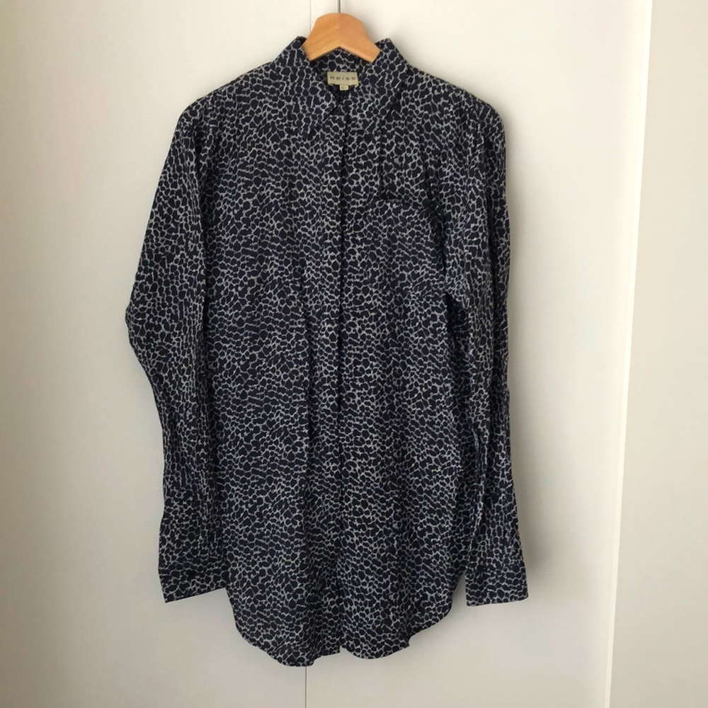 Reiss leopard print long blouse/ button down